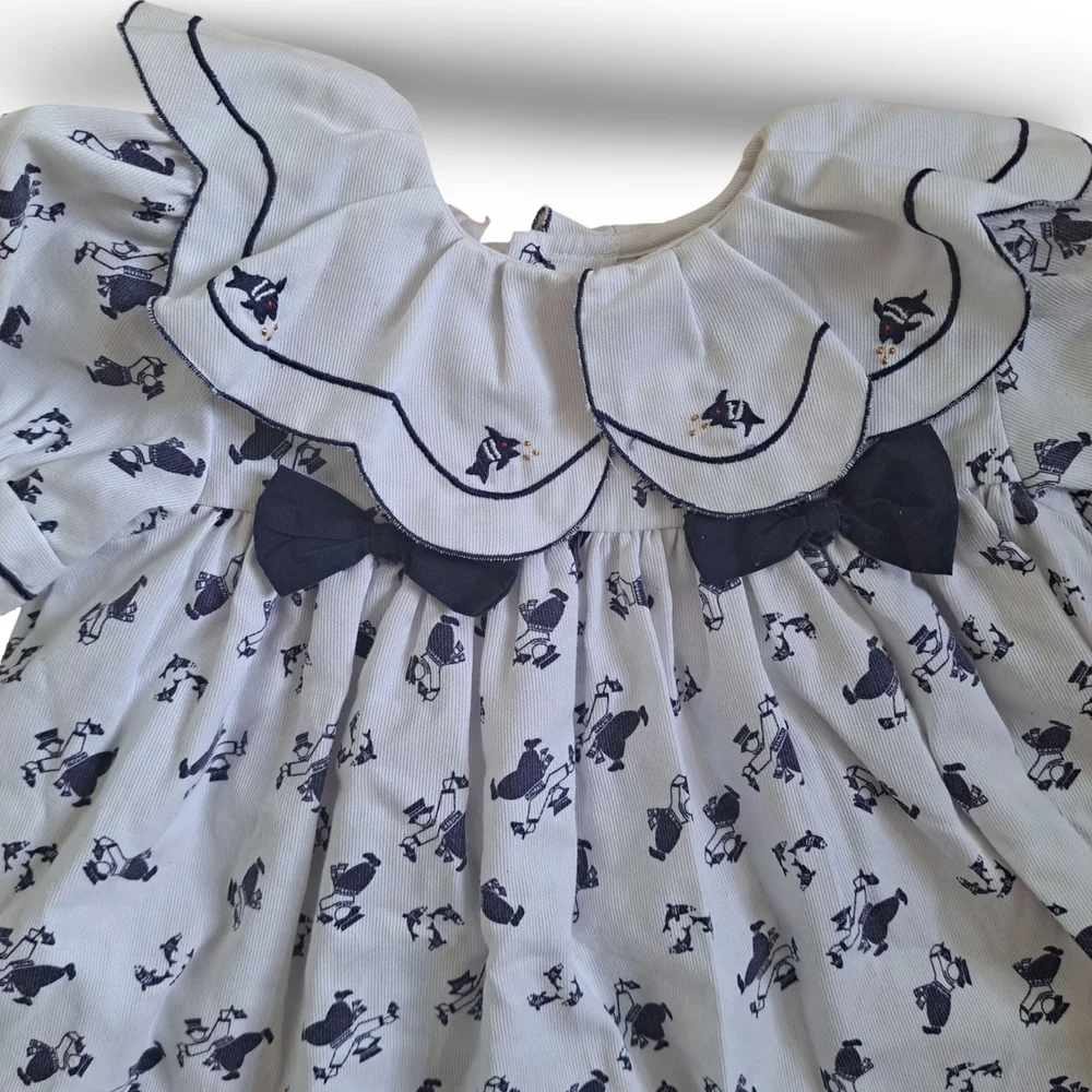Vintage Kids Dress with Navy Print Toddler 2 Years - Picture 4 of 5